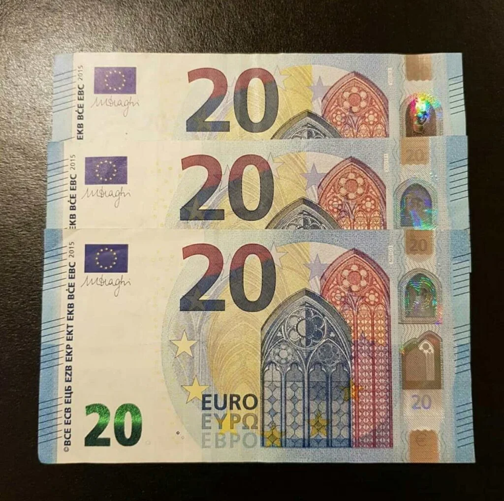 billetes falsos de 20 euros tamaño real